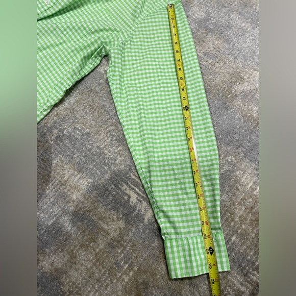 Vineyard Vines On-The-go Brrr° Gingham Button Down LS Shirt Lime Green Size XXL - Picture 11 of 11